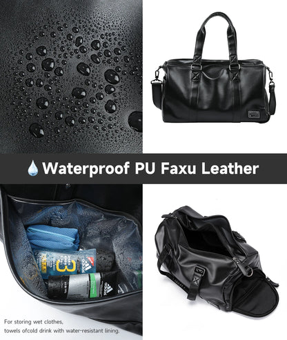 MOYYI PU Leather Travel Bags for Men Duffle Bag Outdoor Leather Men'S Travel Bag