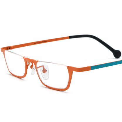 Small Square Semi-Rimless Titanium Optical Glasses - Orange - MCROONS