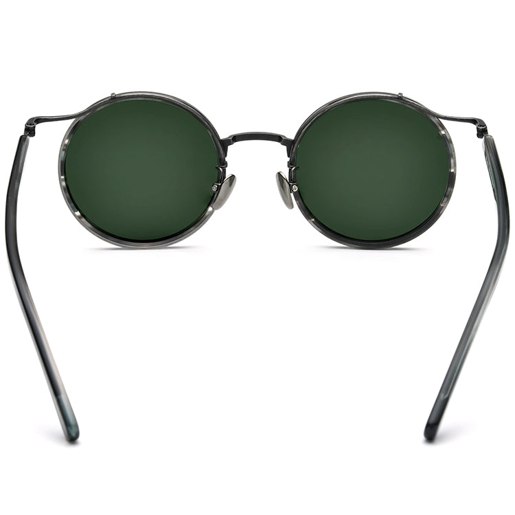 Acetate Titanium Round Polarized Sunglasses - MCROONS - back view