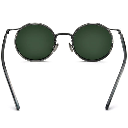 Acetate Titanium Round Polarized Sunglasses - MCROONS - back view