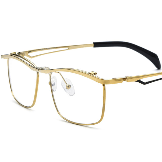 Flip-Up Titanium Square Optical Glasses - Gold - MCROONS