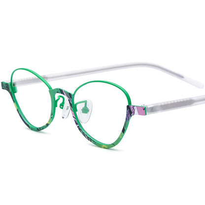 Acetate Titanium Cat Eye Optical Glasses Frame - Green - MCROONS
