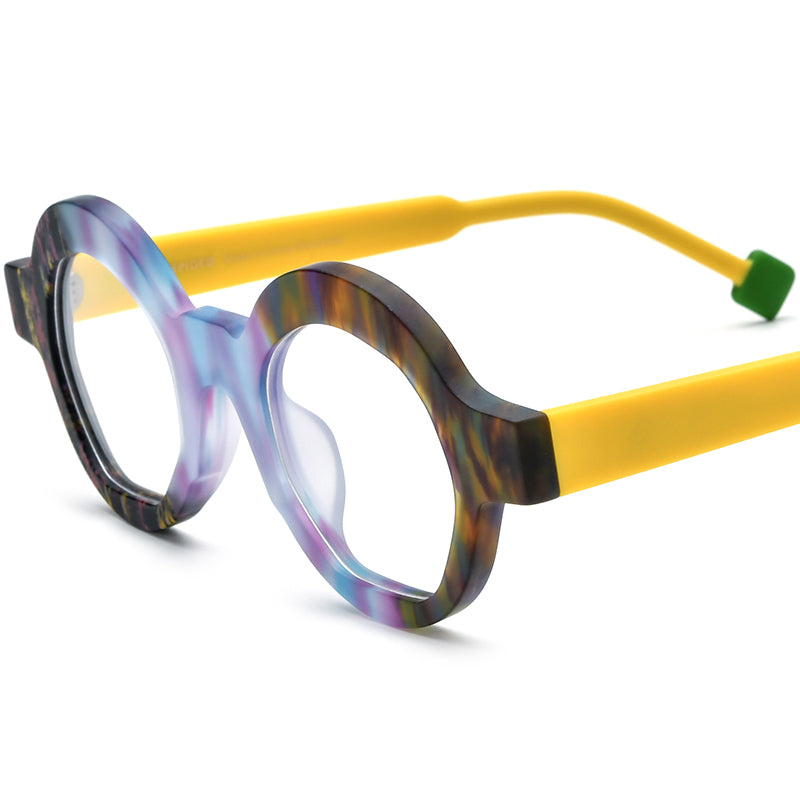 Vintage Round Optical Glasses Frame - Matte Yellow - MCROONS