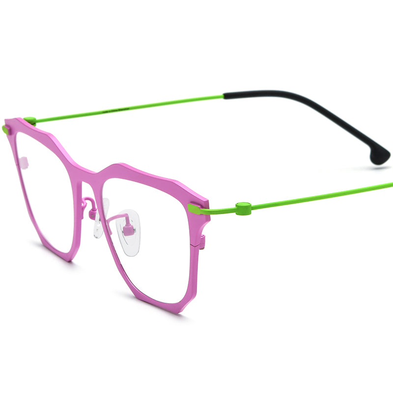 Colourful Titanium Square Optical Glasses Vintage - Pink - MCROONS