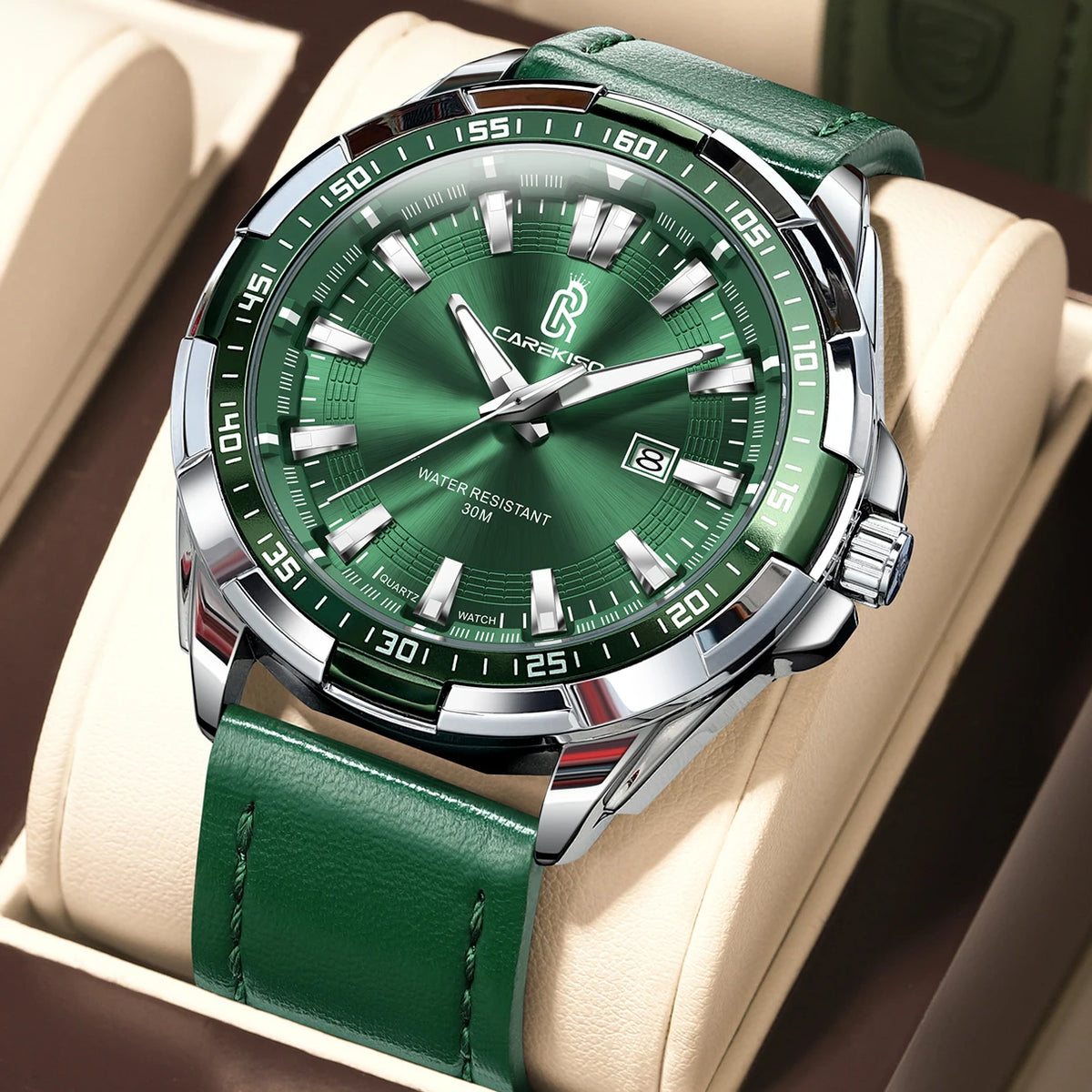 Poedagar C103 Men's Luxury Quartz Watch – Leather Strap, Waterproof, Luminous, Date