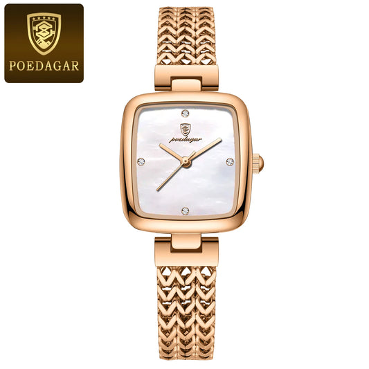 Poedagar 768 Women's Luxury Quartz Watch – Stainless Steel Band, Waterproof, Luminous