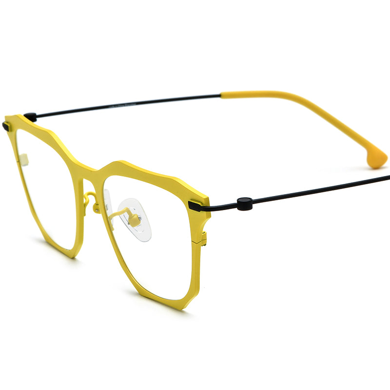 Colourful Titanium Square Optical Glasses Vintage - Yellow - MCROONS