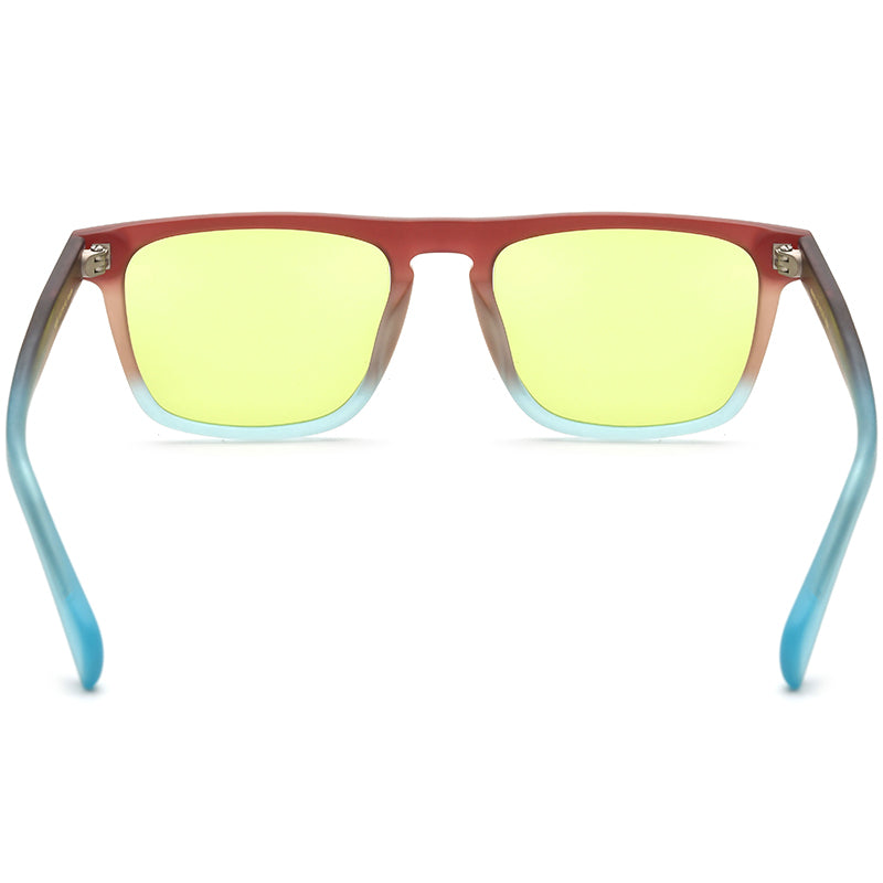 Vintage Multicolour Acetate Square Polarized Sunglasses - MCROONS - back view