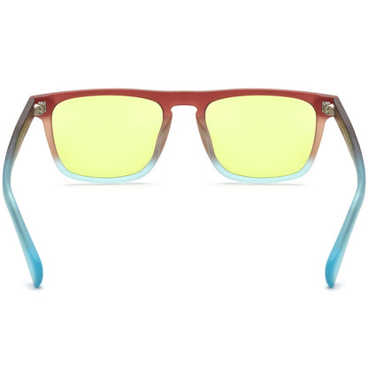 Vintage Multicolour Acetate Square Polarized Sunglasses - MCROONS - back view