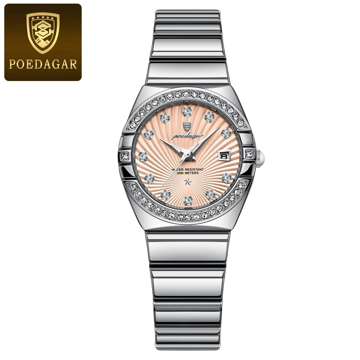 Poedagar 302 Women's Luxury Quartz Watch – Stainless Steel Band, Waterproof, Luminous, Date
