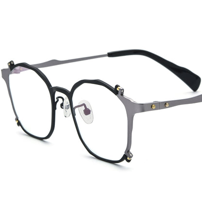 Vintage Square Titanium Optical Glasses Frame - Black Gray - MCROONS