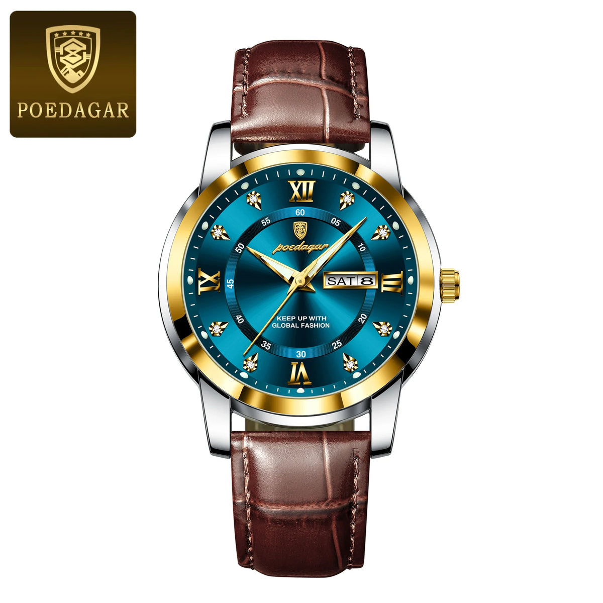 Poedagar 936 Men's Luxury Quartz Watch – Stainless Steel Band, Waterproof, Luminous, Date