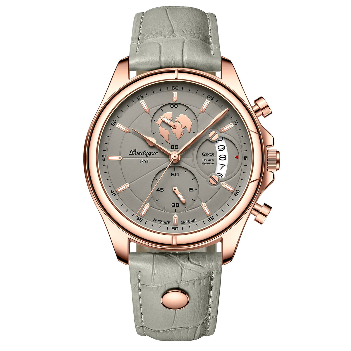 Poedagar 989 Men's Luxury Chronograph Quartz Watch – Leather Strap, Waterproof, Luminous, Date