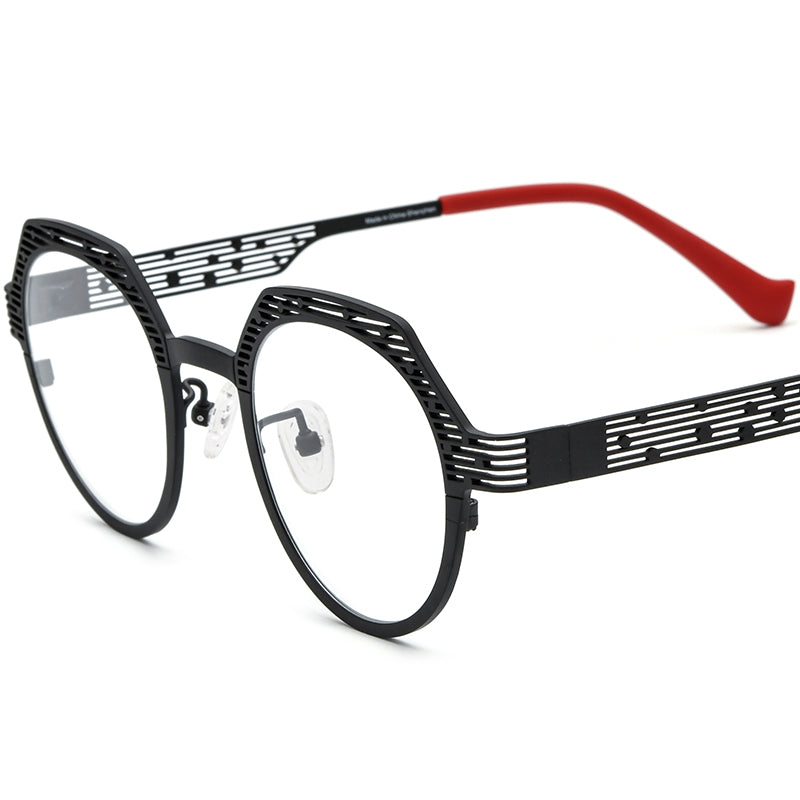 Colourful Titanium Cat Eye Optical Glasses Frame Vintage - Black - MCROONS