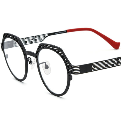 Colourful Titanium Cat Eye Optical Glasses Frame Vintage - Black - MCROONS