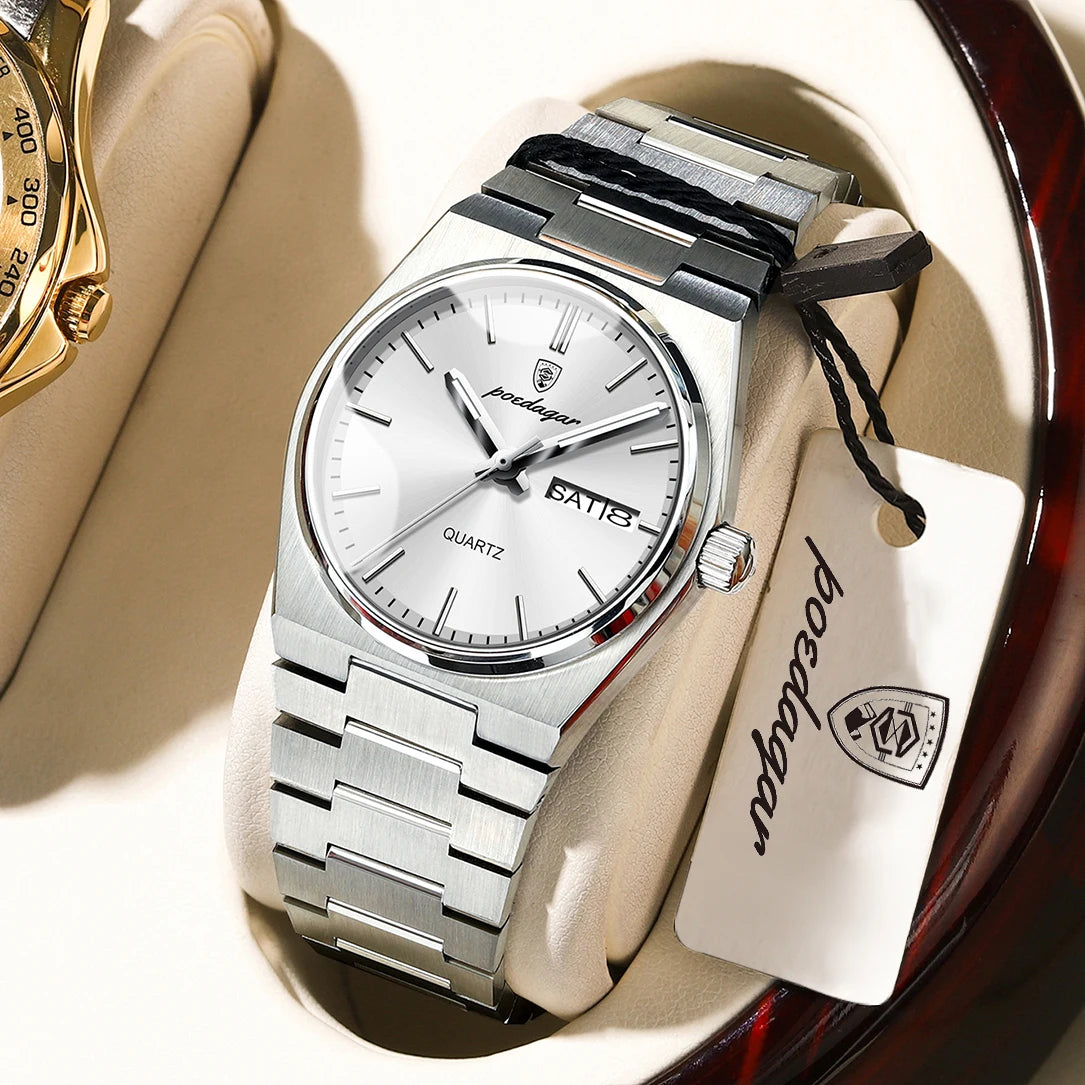 Poedagar 786 Women's Luxury Quartz Watch – Stainless Steel Band, Waterproof, Luminous, Date