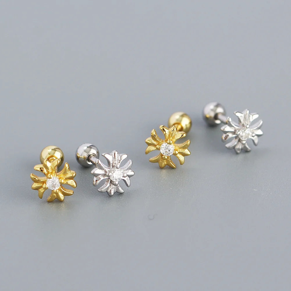 KR Europe and America S925 Silver Ear Bone Nails Ins Cross Screws Earrings Sleep without Removing Earrings Wholesale for Women