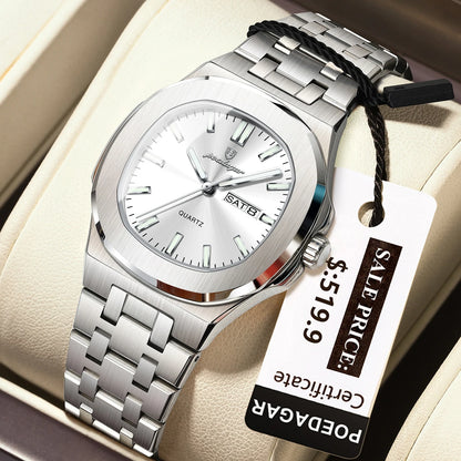 Poedagar 792 Women's Luxury Quartz Watch – Stainless Steel Band, Waterproof, Luminous, Date