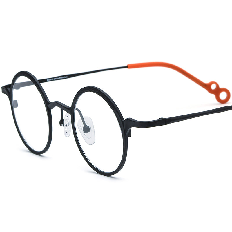 Colourful Titanium Small Round Optical Glasses Frame Retro - Black - MCROONS