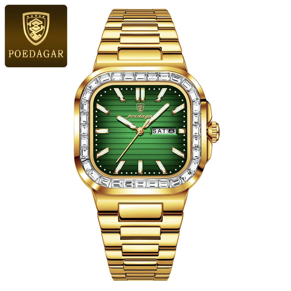 Poedagar 975 Men's Luxury Quartz Watch – Stainless Steel Band, Waterproof, Luminous, Date