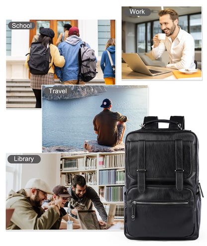 Leather PU Backpack Men Mochila Laptop Backpack School Travel Leather Backpack