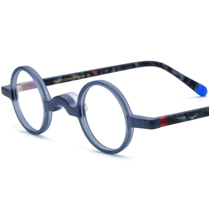 Vintage Round Acetate Optical Glasses Frame - Transparent Blue - MCROONS
