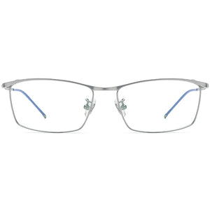 Square Titanium Optical Glasses Frame Japanese Style - MCROONS - Silver front view