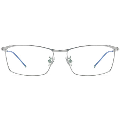 Square Titanium Optical Glasses Frame Japanese Style - MCROONS - Silver front view