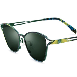 Colorful Titanium Cat Eye Sunglasses - Green - MCROONS
