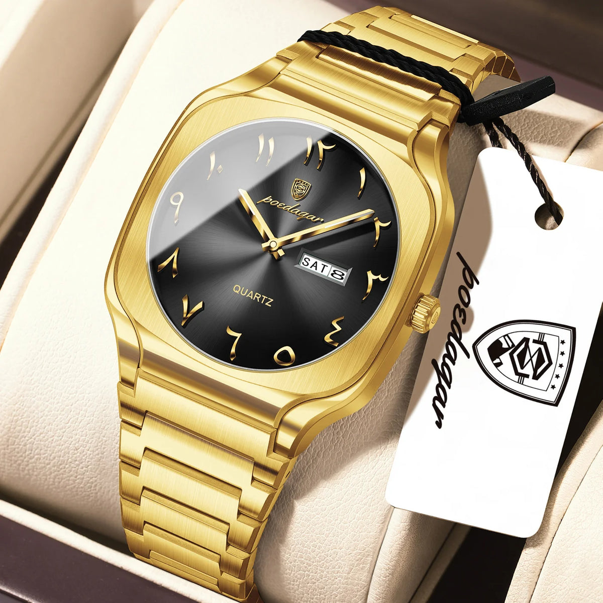 Poedagar 616 Men's Luxury Quartz Watch – Stainless Steel Band, Waterproof, Luminous, Date
