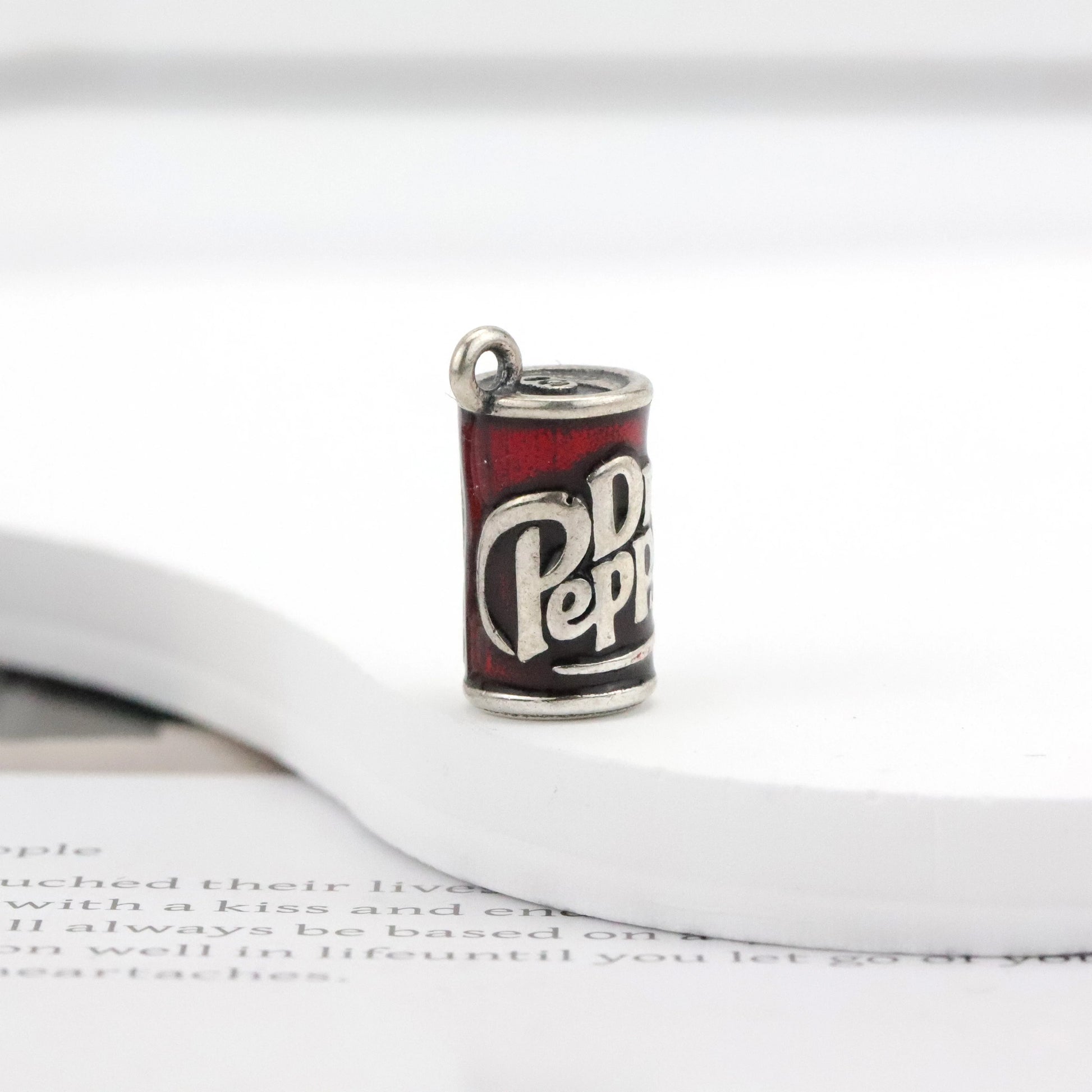 Enamel "Dr Pepper" Charm 925 Sterling Silver DIY Cute Food Series Fashion Charm for Women and Children Jewelry Making