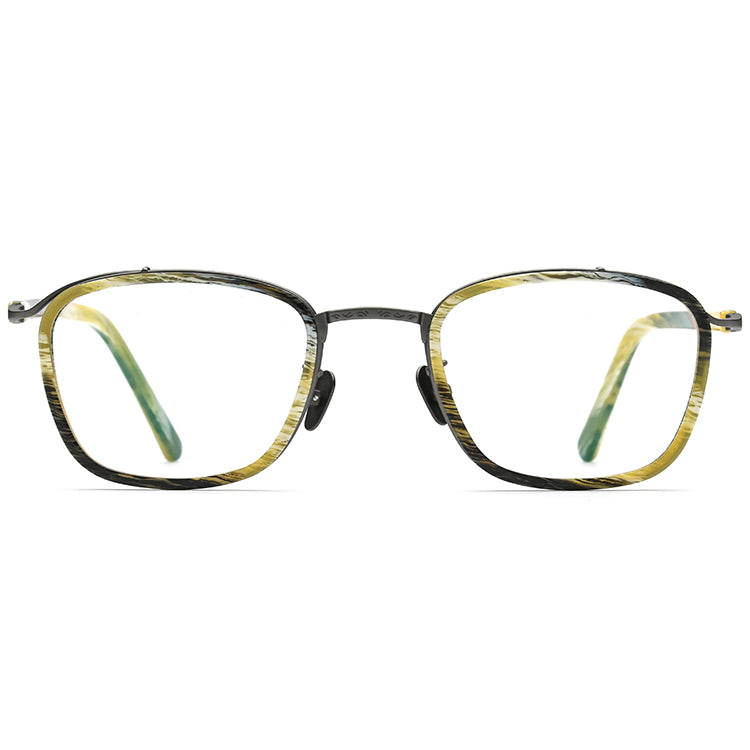 Acetate Titanium Square Optical Glasses Frame - MCROONS - front view
