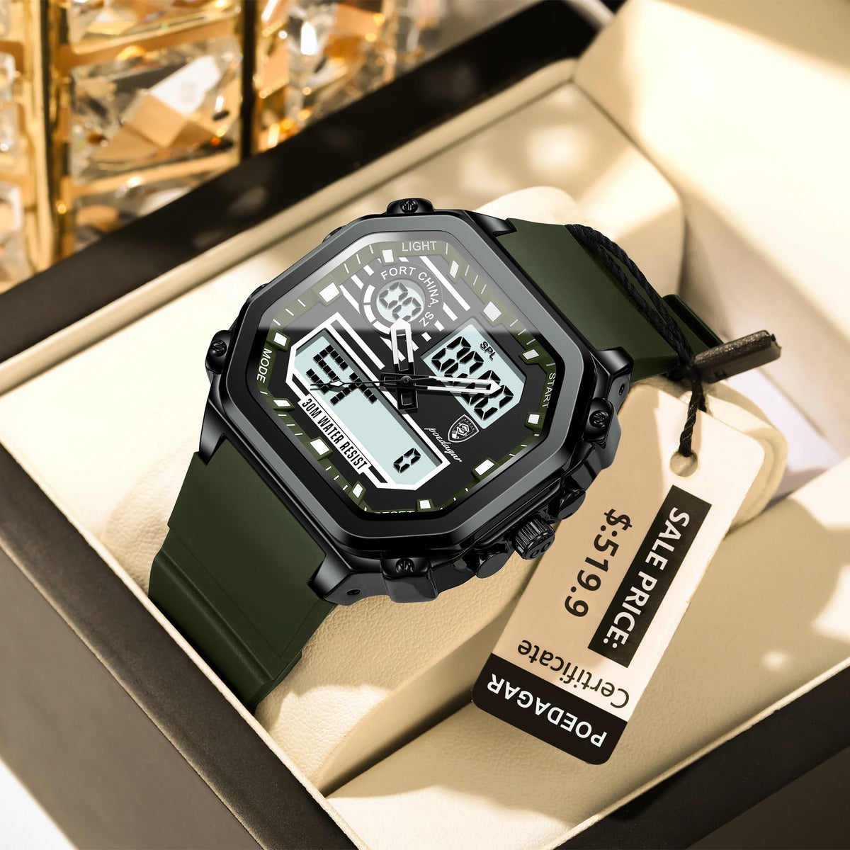Poedagar 993 Men's Luxury Chronograph Quartz Watch – Silicone Strap, Waterproof, Luminous, Date