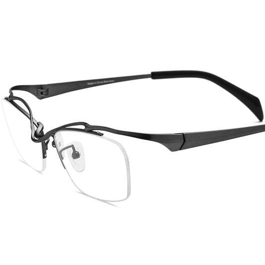 Titanium Square Optical Glasses Frame Designer - Grey - MCROONS