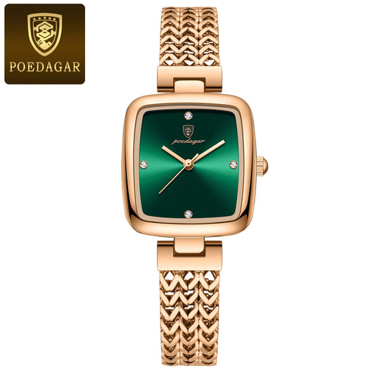 Poedagar 768 Women's Luxury Quartz Watch – Stainless Steel Band, Waterproof, Luminous