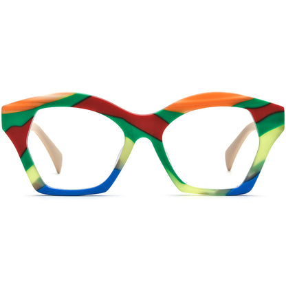 Oversized Vintage Matte Acetate Cat Eye Optical Glasses Frame - MCROONS - Green front view