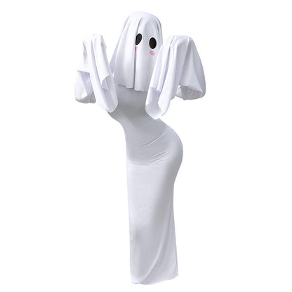 Cute Ghost Cosplay Backless Maxi Dress detail