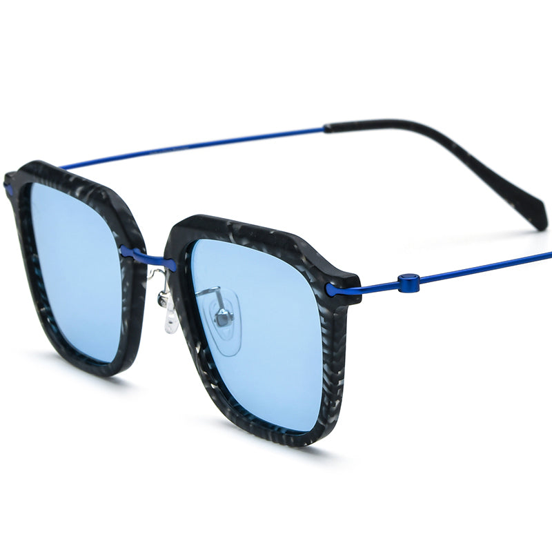 Retro Square Polarized Acetate Sunglasses - Black - MCROONS