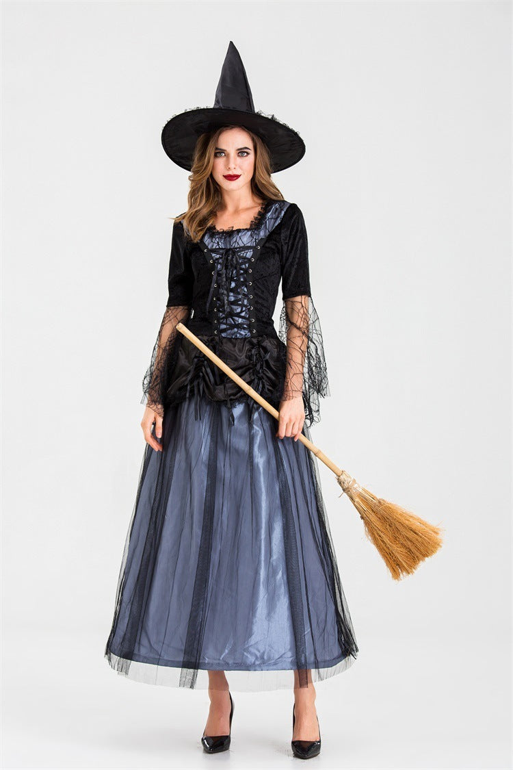 Vintage Sorceress Witch Hat & Dress detail