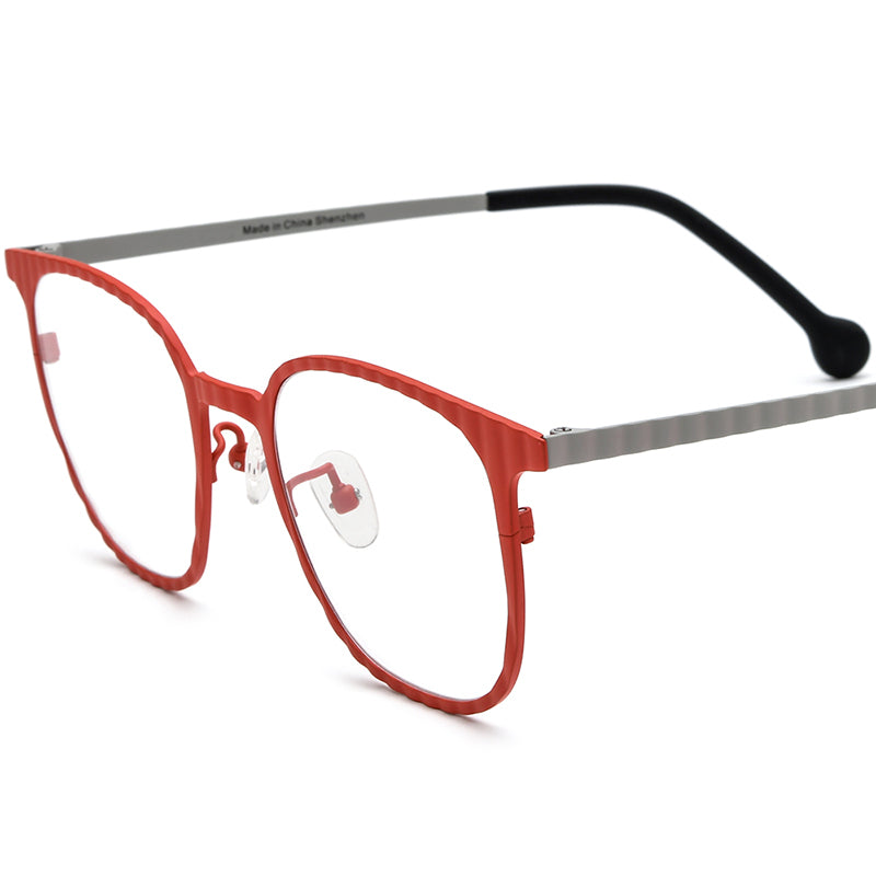 Colourful Titanium Square Optical Glasses Frame Retro - Red - MCROONS