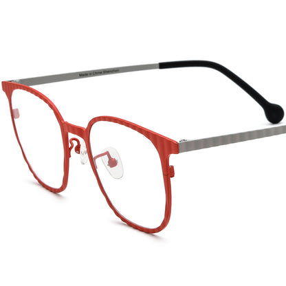 Colourful Titanium Square Optical Glasses Frame Retro - Red - MCROONS