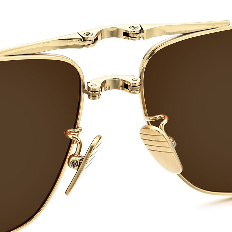 Pure Titanium Folding Square Sunglasses - Gold Tea - MCROONS - Hinge Detail