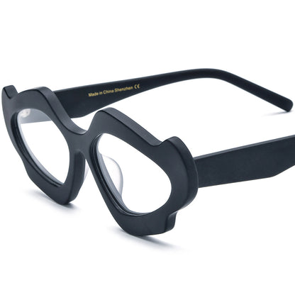 Retro Multicolour Cat Eye Matte Acetate Optical Glasses Frame - Black - MCROONS