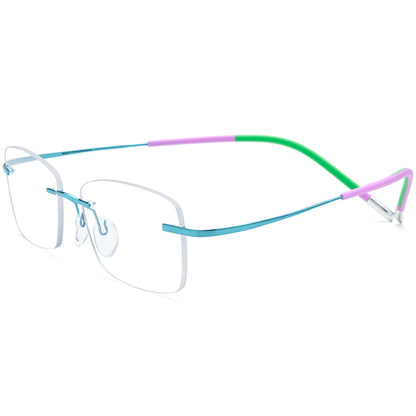 New Brand Design Titanium Frameless Square Optical Glasses - Blue - MCROONS