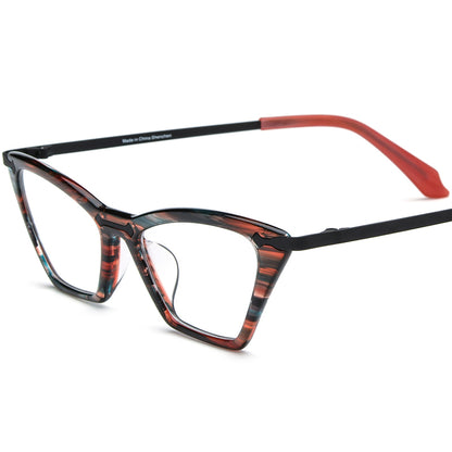 Vintage Colourful Small Cat Eye Acetate Optical Glasses Frame - Brown Black - MCROONS