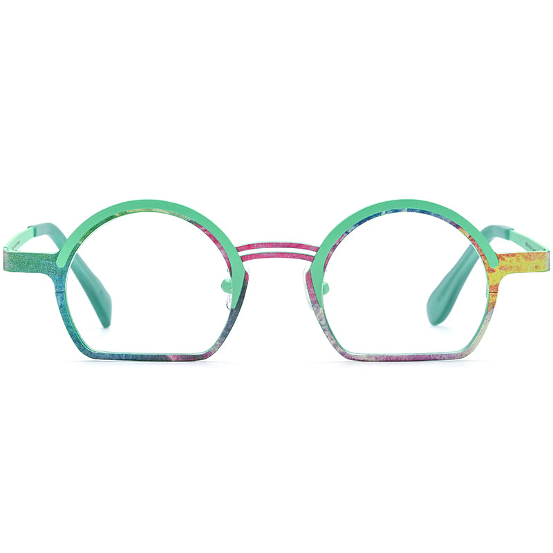 Multicolour Print Titanium Round Optical Glasses Frame - MCROONS - front view