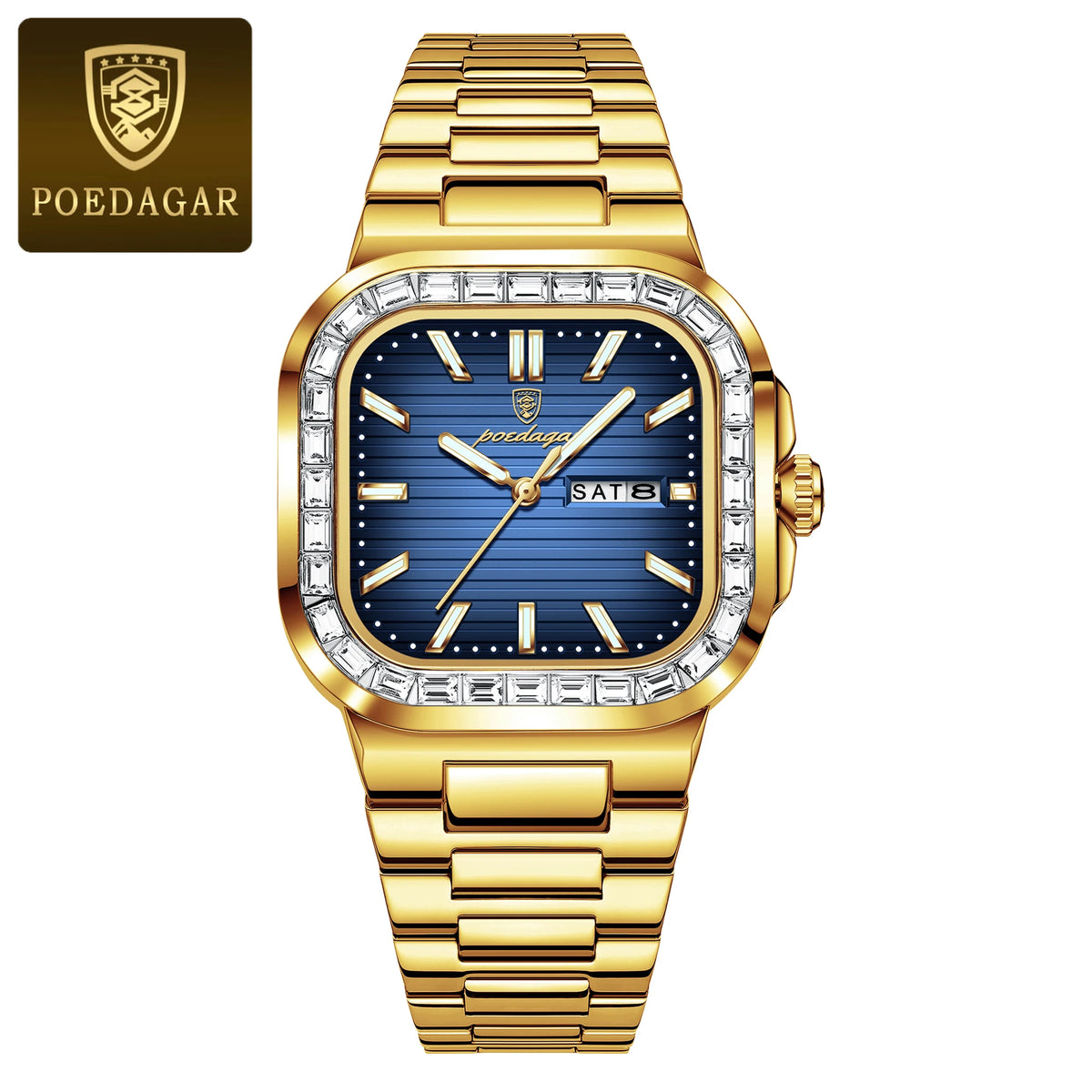 Poedagar 975 Men's Luxury Quartz Watch – Stainless Steel Band, Waterproof, Luminous, Date