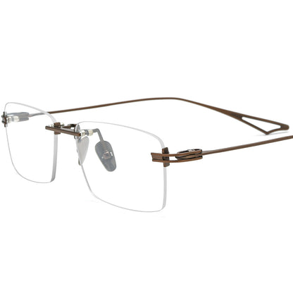 Frameless Titanium Square Optical Glasses - Brown - MCROONS
