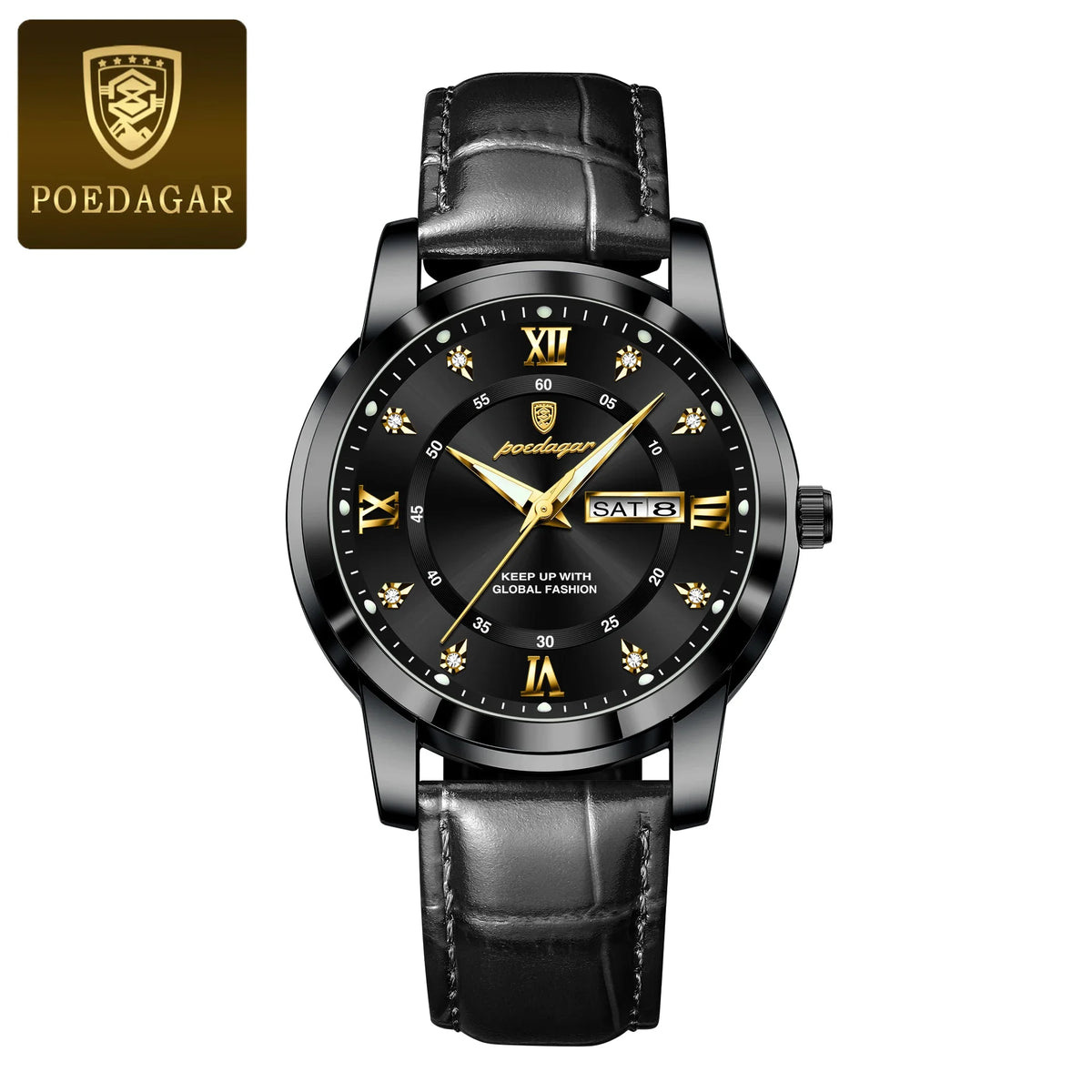 Poedagar 936 Men's Luxury Quartz Watch – Stainless Steel Band, Waterproof, Luminous, Date