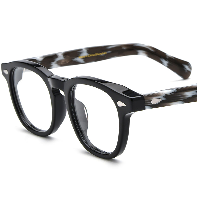 Small Square Acetate Optical Glasses Frame Vintage - Black White - MCROONS
